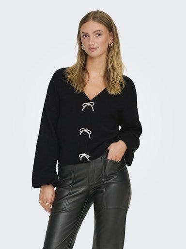ONLY DONNA LS BOW V-NECK KNT