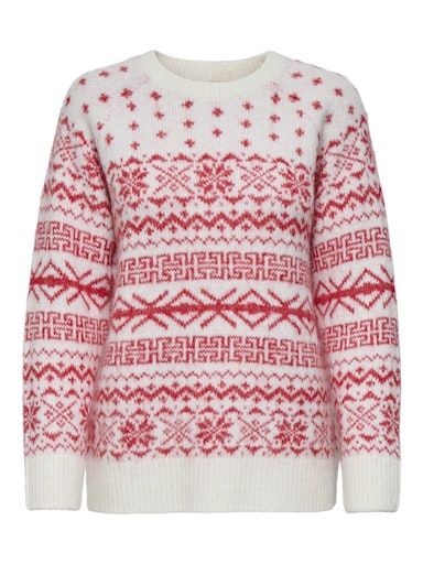 ONLY XMAS NORDIC  O-NECK KNIT, Colour: HIGH RISK RED, Size: XS