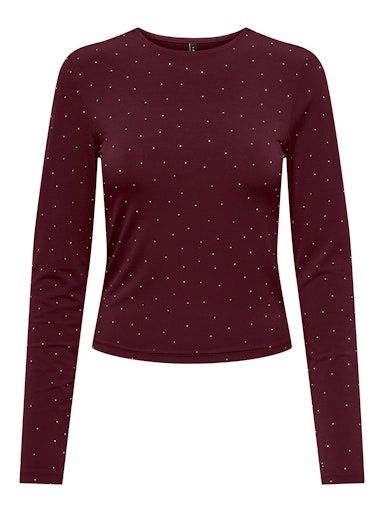 ONLY ZITA O-NECK TOP, Colour: CABERNET, Size: XS