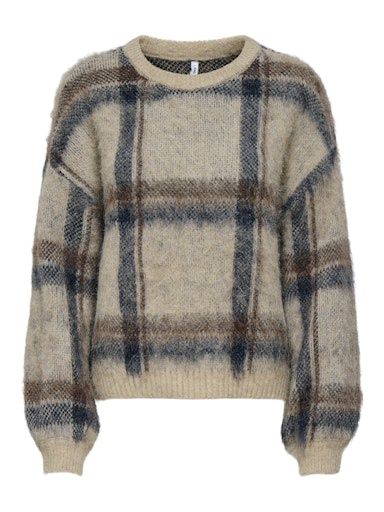 ONLY MARION LIFE O-NECK KNIT, Colour: HUMMUS &amp; NAVY, Size: XS