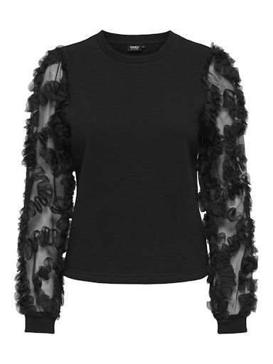 ONLY LAVIN O-NECK MIX SWEATER, Colour: BLACK, Size: XS