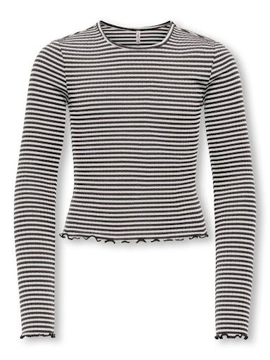 ONLY GIRLS DIXI LIFE STRIPE TOP JRS, Colour: BLACK CLOUD DANCER, Size: 122/128 (7/8)