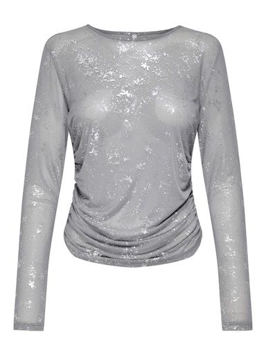 ONLY ERICA FOIL PRINT TOP, Colour: SLEET, Size: XS