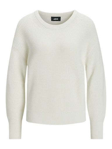 JJXX MILA TWIST CREW NECK KNIT, Colour: SNOW WHITE, Size: XS
