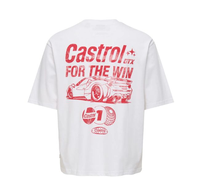 ONLY &amp; SONS JR CASTROL RLX LIC TEE, Colour: BRIGHT WHITE, Size: 134/140 (9/10)