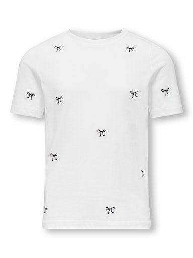 ONLY GIRLS KETTY O-NECK TOP, Colour: BLACK BOWS, Size: 122/18 (7/8)