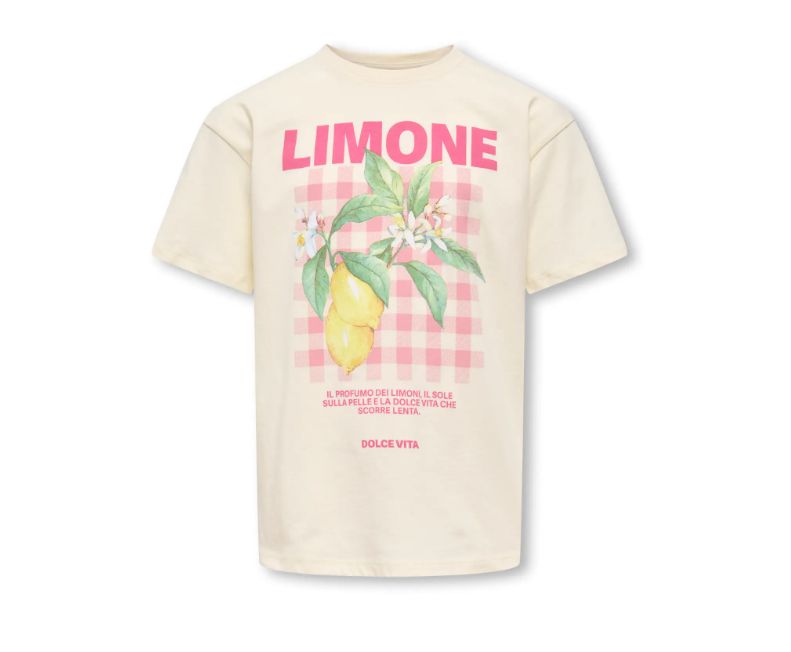 ONLY GIRLS CARINA LOOSE PRINTED TOP, Colour: TOFU LIMONE, Size: 122/128 (7/8)