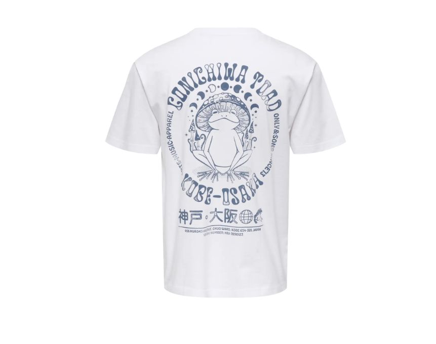 ONLY &amp; SONS CHAMPI TOAD RLX TEE, Colour: BRIGHT WHITE, Size: S