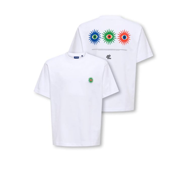 ONLY &amp; SONS JR FRED WILLY RLX TEE, Colour: BRIGHT WHITE, Size: 134/140 (9/10)