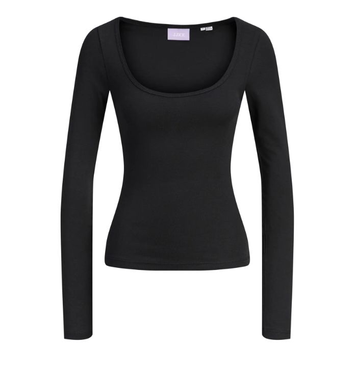 JJXX STAR LONG SLEEVE U NECK TOP, Colour: BLACK, Size: XS