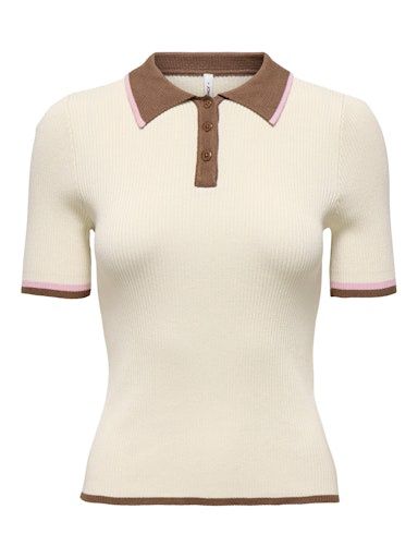 ONLY MEDDI CONTRAST POLO, Colour: BIRCH TOATSED, Size: XS