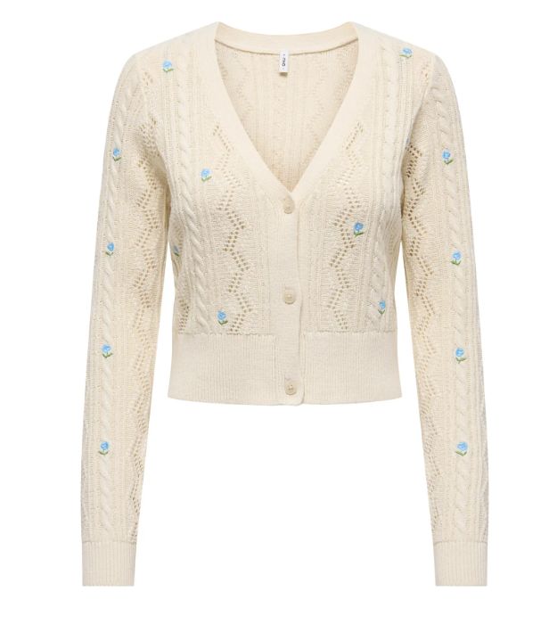 ONLY BIRTIE EMB V-NECK CARDIGAN, Colour: FLOWERS, Size: XS