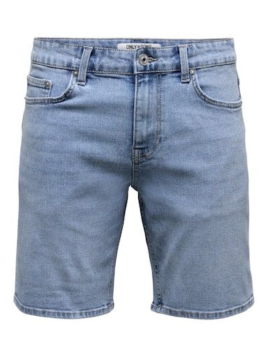 ONLY &amp; SONS WEFT DENIM SHORTS, Colour: LIGHT BLUE, Size: XS