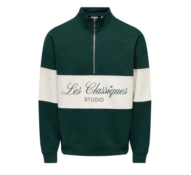ONLY &amp; SONS LES CLASSIQUES OVZ HALFZIP SWEAT