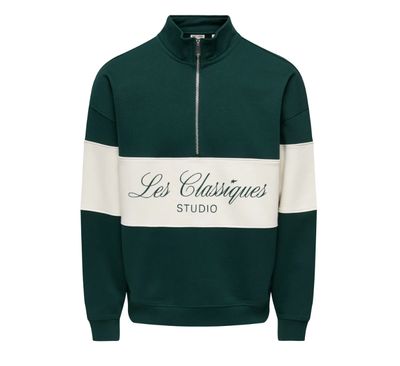 ONLY &amp; SONS LES CLASSIQUES OVZ HALFZIP SWEAT