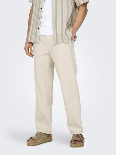 ONLY &amp; SONS SINUS LOOSE COTTON &amp; LINEN PANT