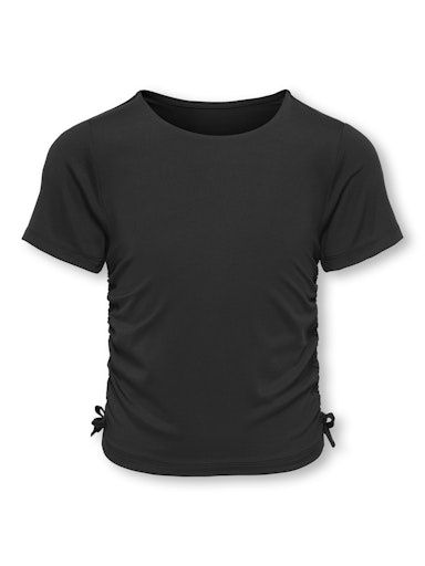 ONLY GIRLS GEA RUCHING TOP, Colour: BLACK, Size: 122/128 (7/8)