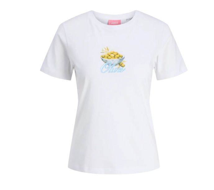 JJXX CARLY REG FIT TEE, Colour: BRIGHT WHITE &amp; OLIVES, Size: XS