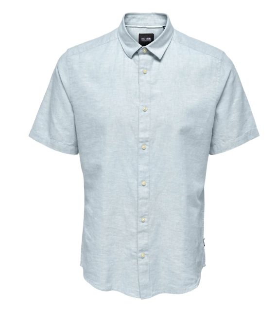 ONLY &amp; SONS CAIDEN LINEN BLEND SHIRT, Colour: CASHMERE BLUE, Size: XS