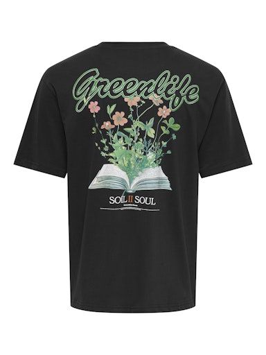 ONLY &amp; SONS MALIK TROPICO RELAXED TEE, Colour: BLACK, Size: S