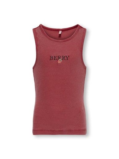 ONLY GIRLS JILLY EMB WASHED TANK TOP, Colour: BARBADOS CHERRY, Size: 134/140 (9/10)