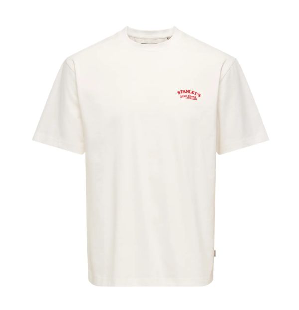 ONLY &amp; SONS FRED RLX PRINT TEE, Colour: CLOUD DANCER, Size: S