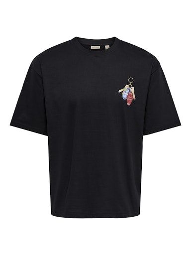 ONLY &amp; SONS FRED ESCAPE LIFE BOXY TEE, Colour: BLACK, Size: S