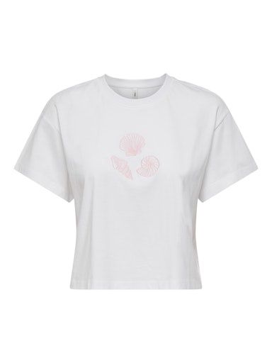 ONLY ANNBELL BOXY CROP TEE, Colour: BRIGHT WHITE SHELLS, Size: XS