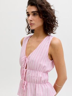 JJXX ALMIRA LINEN BLEND TIE TOP