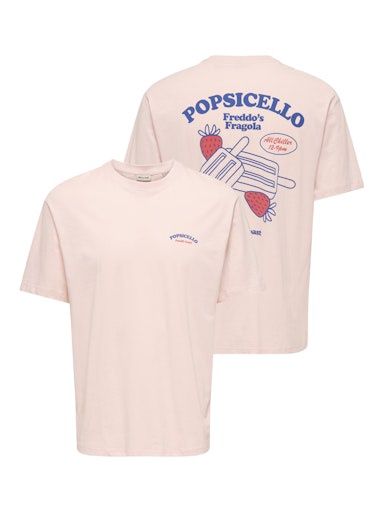 ONLY &amp; SONS POPSICELLO RLX TEE, Colour: VEILED PINK, Size: S