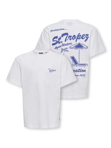 ONLY &amp; SONS JR MILO SKETCH RLX COAST TEE, Colour: BRIGHT WHITE, Size: 134/140 (9/10)