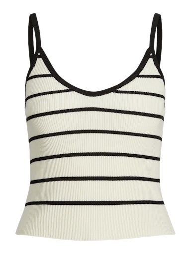 JJXX ESTHER TIGHT SHORT TOP KNIT, Colour: VANILLA ICE &amp; BLACK, Size: XS