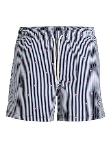 JACK &amp; JONES MAUI BREEZE MINI STRIPE SWIM SHORTS, Colour: NAVY BLAZER, Size: S