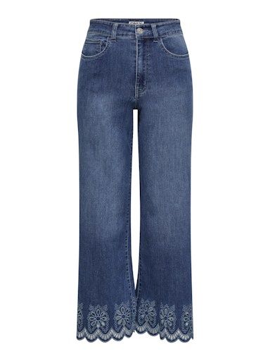 ONLY MADISON HW CROP WIDE DNM, Colour: MEDIUM BLUE, Size: XS