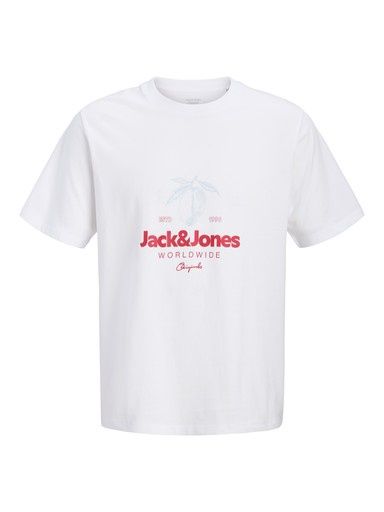 JACK &amp; JONES JR RIVIERA TEE CREW NECK, Colour: BRIGHT WHITE, Size: 140 (10)