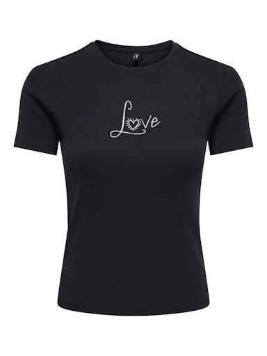 ONLY KIRA SHORT SLEEVE O-NECK TOP, Colour: BLACK, Size: XS