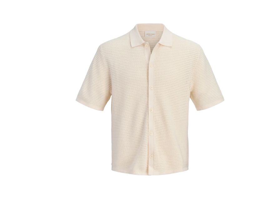 JACK &amp; JONES MAINE KNIT POLO CARDIGAN, Colour: SEA SALT, Size: XS