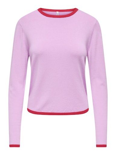 ONLY CONTA LONG SLEEVE DETAIL KNIT, Colour: TRUE RED &amp; PINK, Size: XS