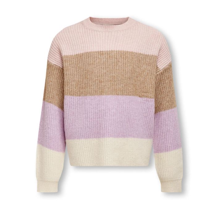 ONLY GIRLS ANDY STRIPE PULLOVER, Colour: SEPIA ROSE, Size: 134/140 (9/10)