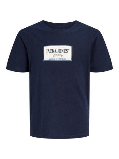 JACK &amp; JONES JR FREDERIKSBERG GRAPHIC BOX TEE, Colour: SKY CAPTAIN, Size: 140 (10)