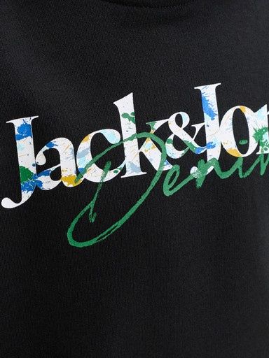 JACK &amp; JONES JR TOM SWEAT HOOD, Colour: BLACK, Size: 140 (10)