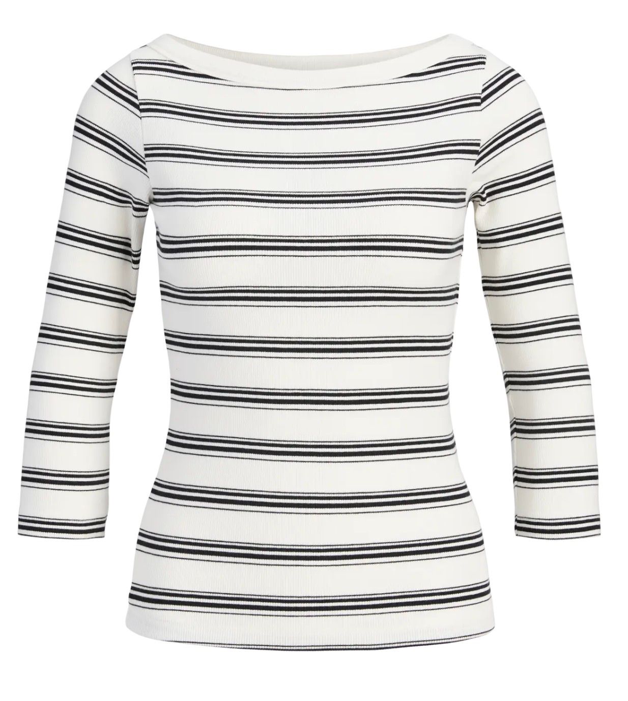 JJXX FIFI STR 3/4 STRIPED BOATNECK TOP JRS, Colour: BLACK VANILLA ICE, Size: XS
