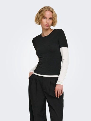 ONLY DUBLA DOUBLE TOP, Colour: BLACK, Size: XS
