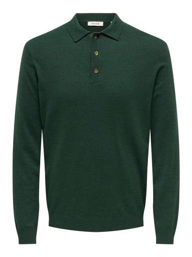 ONLY &amp; SONS LOUI POLO KNIT, Colour: PINE GROVE, Size: S