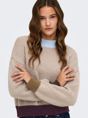 ONLY OLINA LS CONTRAST HIGHNECK KNIT