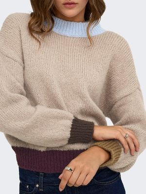 ONLY OLINA LS CONTRAST HIGHNECK KNIT