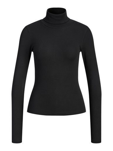 JJXX STAR LONG SLEEVE HIGH NECK TEE, Colour: BLACK, Size: XS