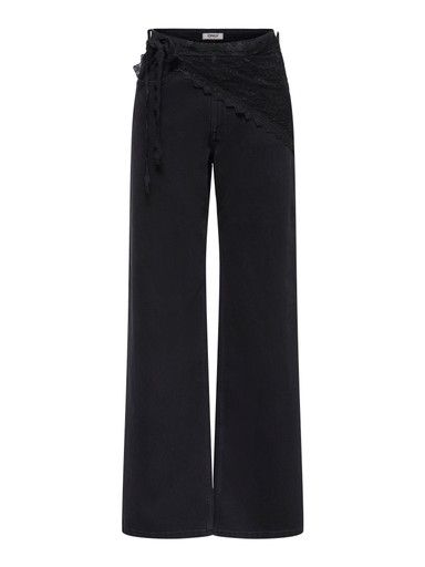 ONLY JUICY HIGH WAIST  WIDE SCARF DENIM, Colour: BLACK DENIM, Size: 26/32
