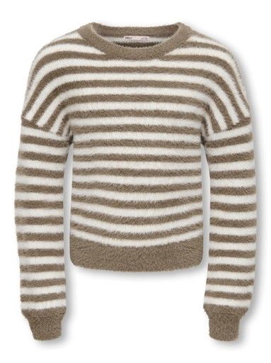 ONLY GIRLS PIUMO PULLOVER KNIT, Colour: WALNUT STRIPES, Size: 122/128 (7/8)