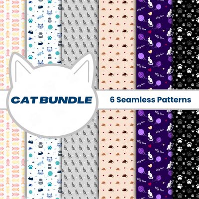 Cat-Themed Seamless Pattern Bundle ?